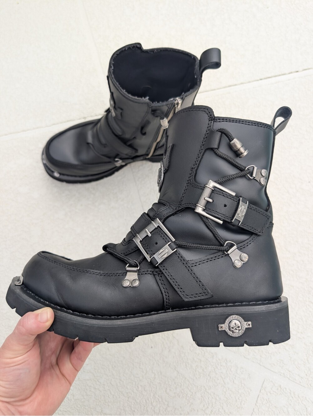 Harley-Davidson Men's Size 12 M Distortion Black Leather Motorcycle Boots D94167
